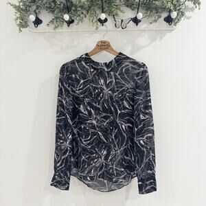 Wrap London Black Floral Viscose Blouse Chiffon Size 4